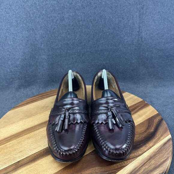 GH Bass & Co Weejuns Mens 10.5 EE Loafers Leather Tassels Burgundy Wine Shoes - Picture 3 of 15
